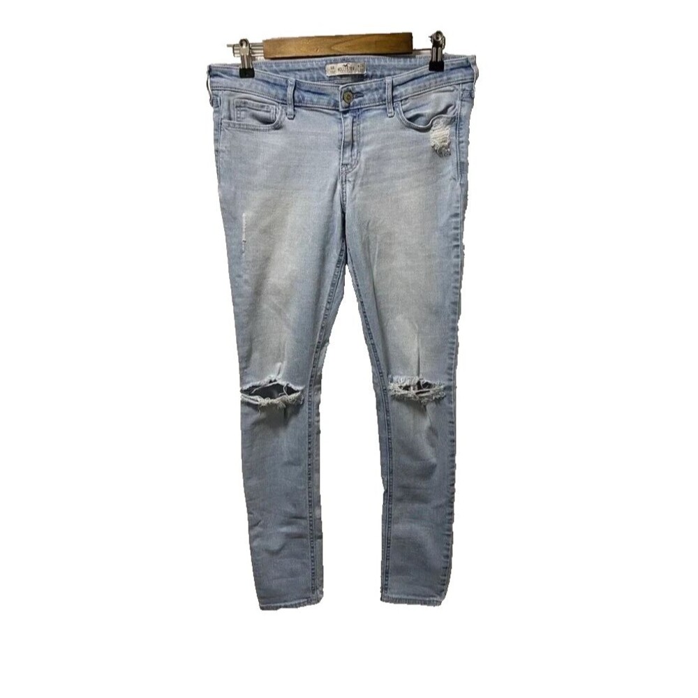Hollister Womens Size 9 Length 31 Distressed Ripped Light Wash Skinny Jeans